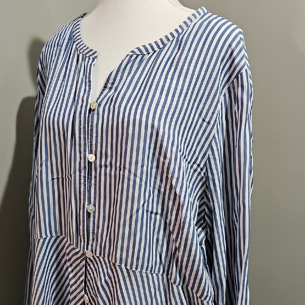 J. Jill Navy and White Striped Blouse